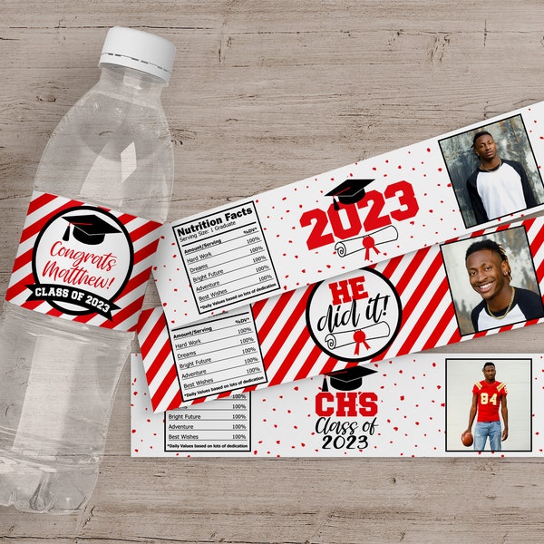 Graduation Water Bottle Label Etsy
