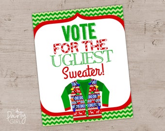 Ugly Sweater Party Voting Sign, Ugly Sweater Party Decorations, Ugly Sweater Party, Ugly Sweater Decor, Ugly Sweater, DIY INSTANT DOWNLOAD