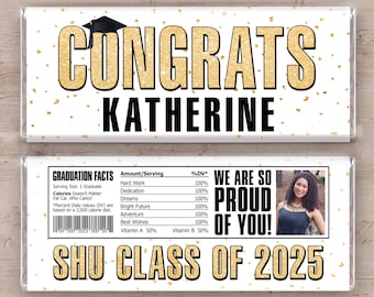 卒業祝いのキャンディーバーのラッピング：パーソナライズされたパーティーの記念品（デジタルダウンロード）