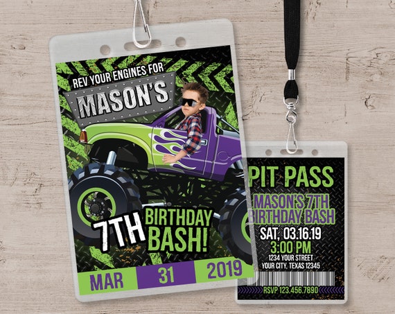 Monster Truck Invitation Monster Truck Birthday Party Etsy
