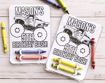 Monster Truck Coloring Card Party Favor, Monster Truck Birthday Party, Monster Truck Party Favors, Coloring Sheet, Personalized Party Favor