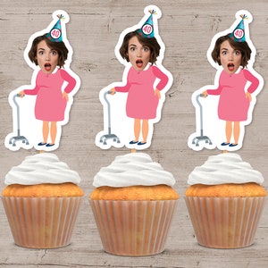 Photo Cupcake Toppers, 30th 40th 50th 60th Birthday, Cupcake Topper, Picture Cupcake Picks, Funny Birthday Decorations, Birthday Decor