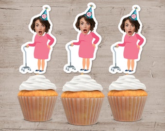 Photo Cupcake Toppers, 30th 40th 50th 60th Birthday, Cupcake Topper, Picture Cupcake Picks, Funny Birthday Decorations, Birthday Decor