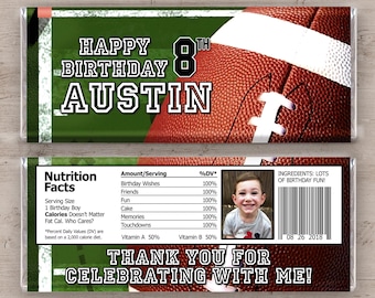 Football Birthday Candy Bar Wrappers: Sports Party Favors (Digital Download)