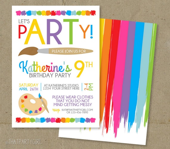 art party invitation art birthday invitation art party etsy
