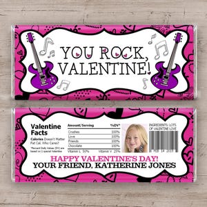 Emballages de barre chocolatée Saint-Valentin, Saint-Valentin rock pour filles, Saint-Valentin rock pour garçons, Saint-Valentin de rock star, fichier numérique imprimable