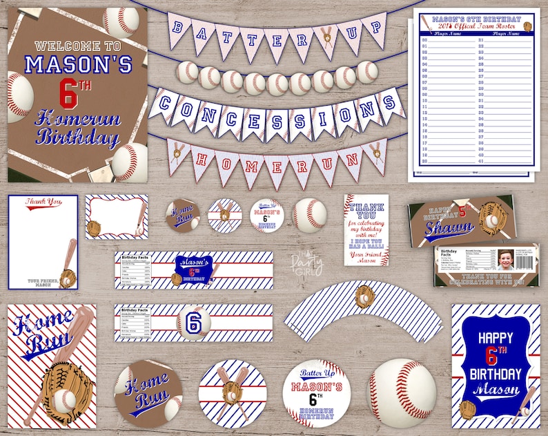 DIY Baseball Birthday Party Ticket Style Invitations Digital U Print image 2