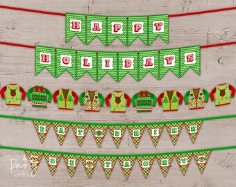 Ugly Sweater Party Banner: Holiday Garland Decorations (Digital Download)