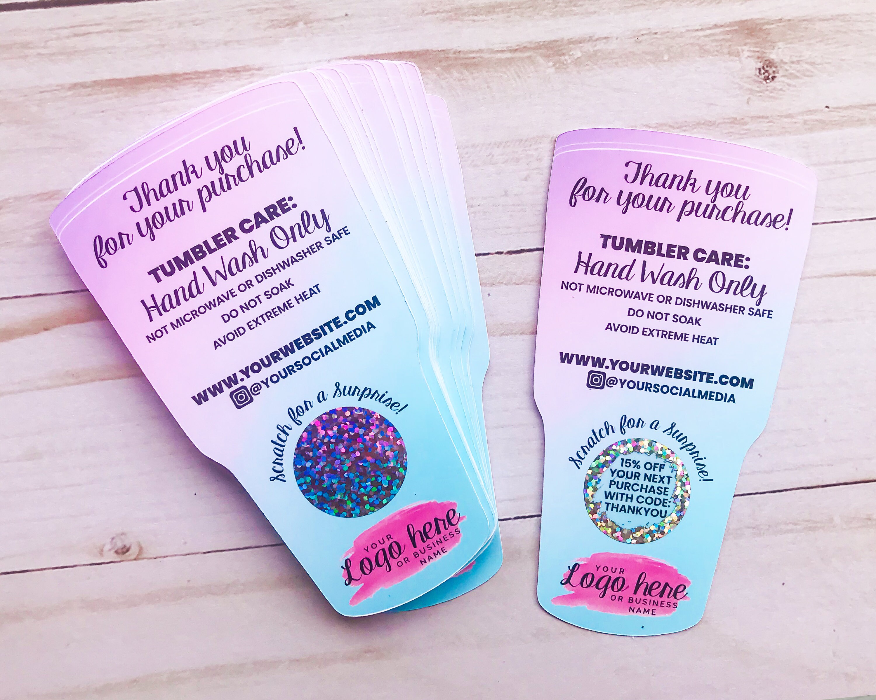 Printable Tumbler Packaging Insert Card Dtp-006 TUMBLER CARE CARD ...