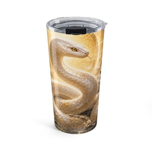 White Snake Illustration Tumbler | 20oz Ceramic Style Travel Cup