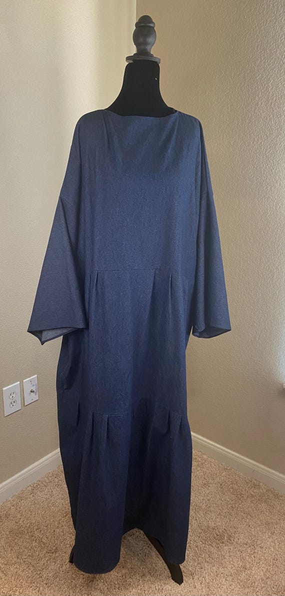 modest denim dress Dresses for Spring 2XL Featuring rolled button sleeves Free Size Jeans Dress for