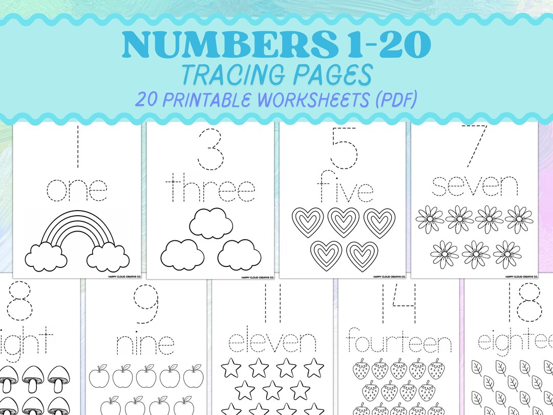 Numbers Tracing Worksheets 1–20: Counting & Handwriting Practice ...