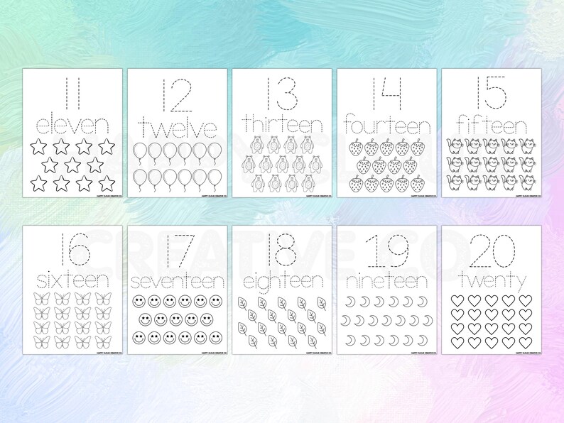 Goopy Numbers Outlines Numbers Tracing Worksheets 1–20: Counting & Handwriting Practice ...