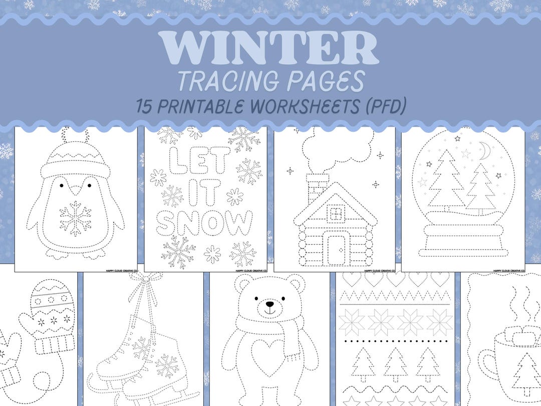 Cozy Winter Tracing Worksheets: Seasonal Drawing & Fine Motor Practice ...