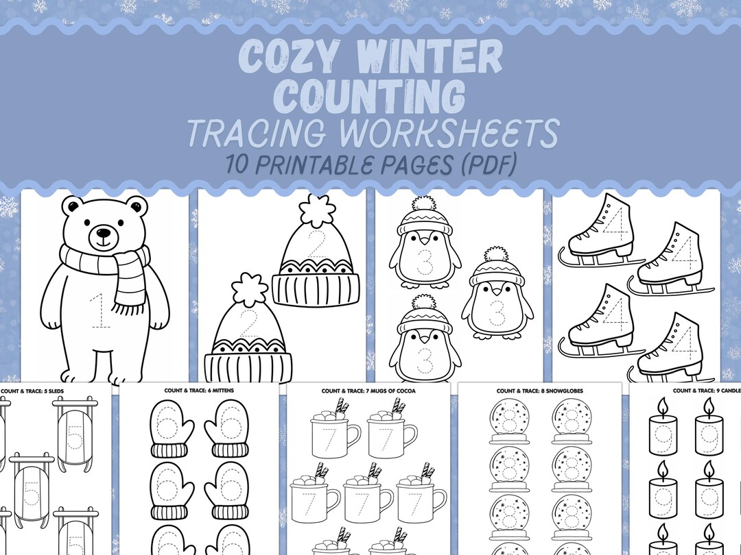 Cozy Winter Counting & Tracing Worksheets: Learn Numbers 1–10 ...