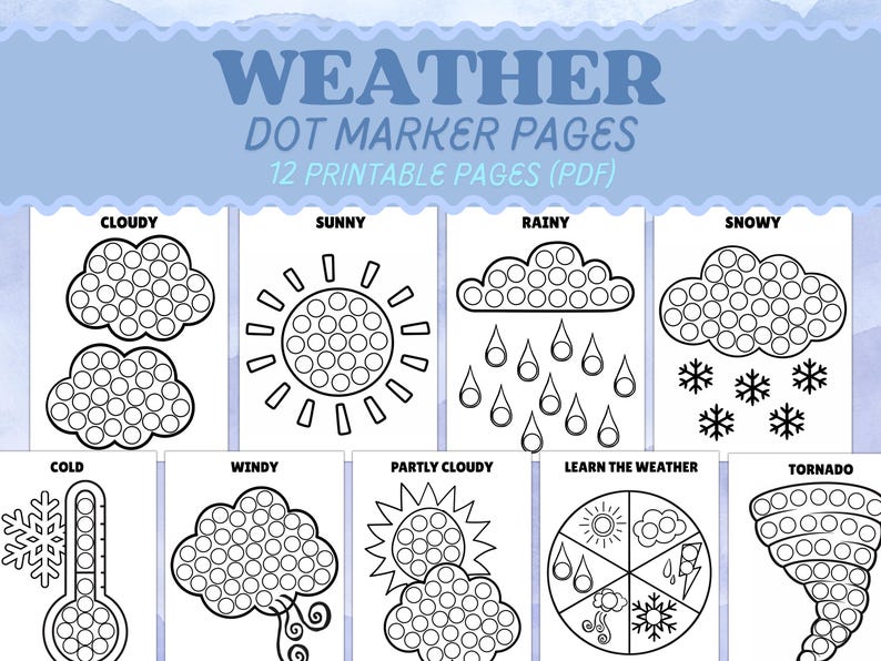 Weather Dot Marker Pages: Learn the Weather Fine Motor Activity ...