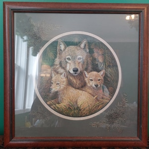 Gorgeous G Barker Wolf Wolves Framed Art Print Wall Hanging Decor Cottagecore Fairycore Wildlife Free Shipping!