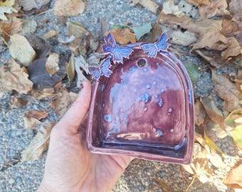 Faerie Hollow Whimsigoth Shrine! Handmade Ceramic Blue Purple Starry Night Butterfly Butterflies Wall Hanging Decor Fairycore Pagan Wicca