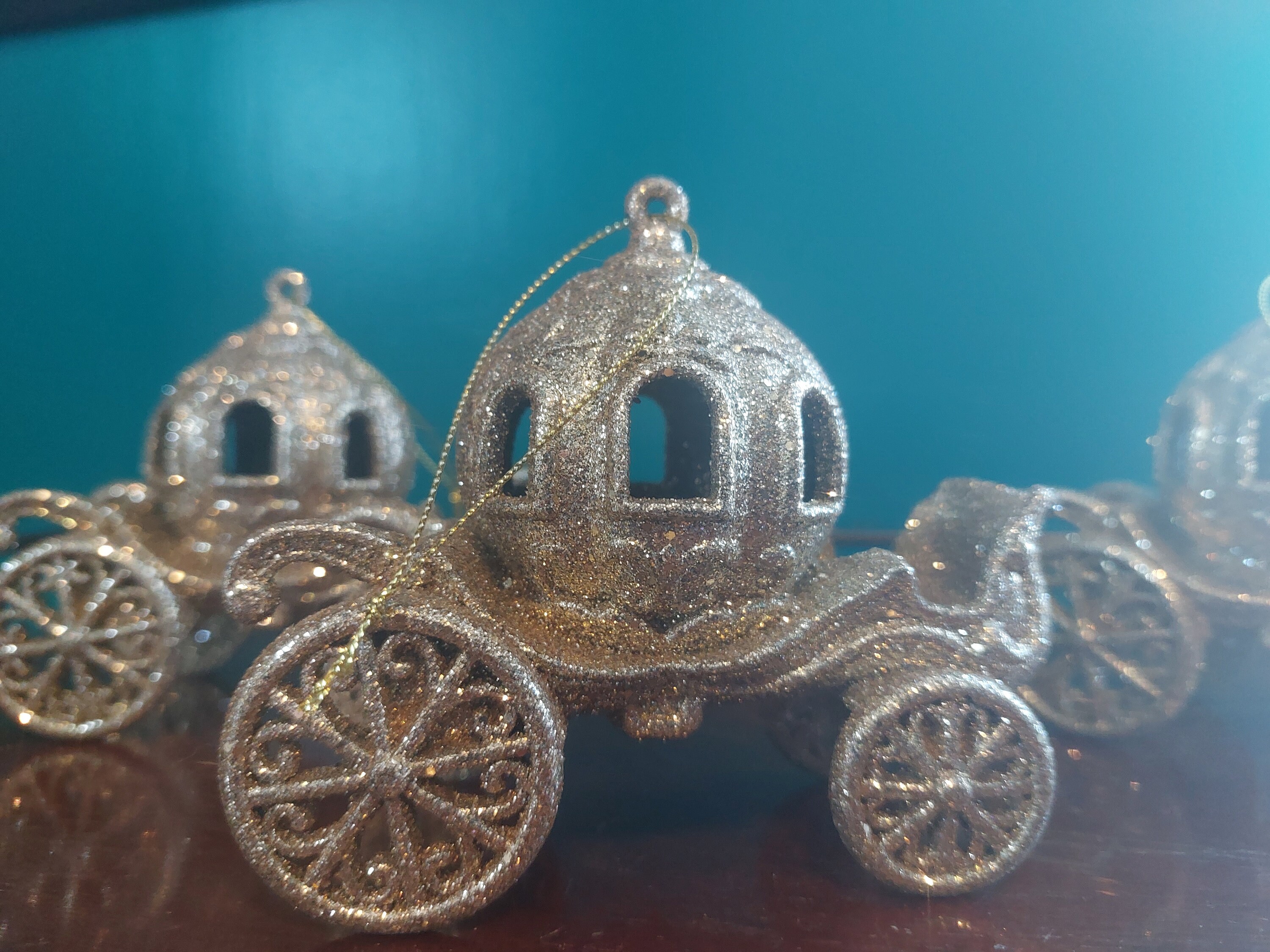 Vintage Gold Glitter Cinderella Carriage Christmas Tree Etsy