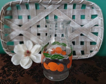 Vintage 1950s Orange Juice Glass Pitcher: Kitsch Kitchen Decor
