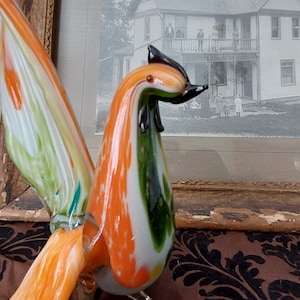 Vintage Art Glass Bird Chicken Rooster Figurine Modern Décor Free Shipping!