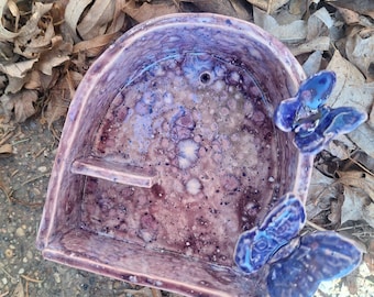 Faerie Hollow Whimsigoth Shrine! Handmade Ceramic Blue Purple Starry Night Butterfly Butterflies Wall Hanging Decor Fairycore Pagan Wicca