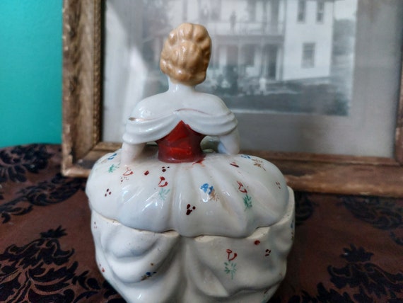 Stunning Vintage Victorian Lady Powder Jar Trinke… - image 5