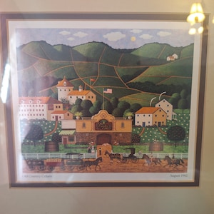 Charles Wysocki Old Country Cellars Framed Art Print Wall Hanging Folk Art Vintage Barn Farm Horses Carriage Painting Decor Free Shipping!