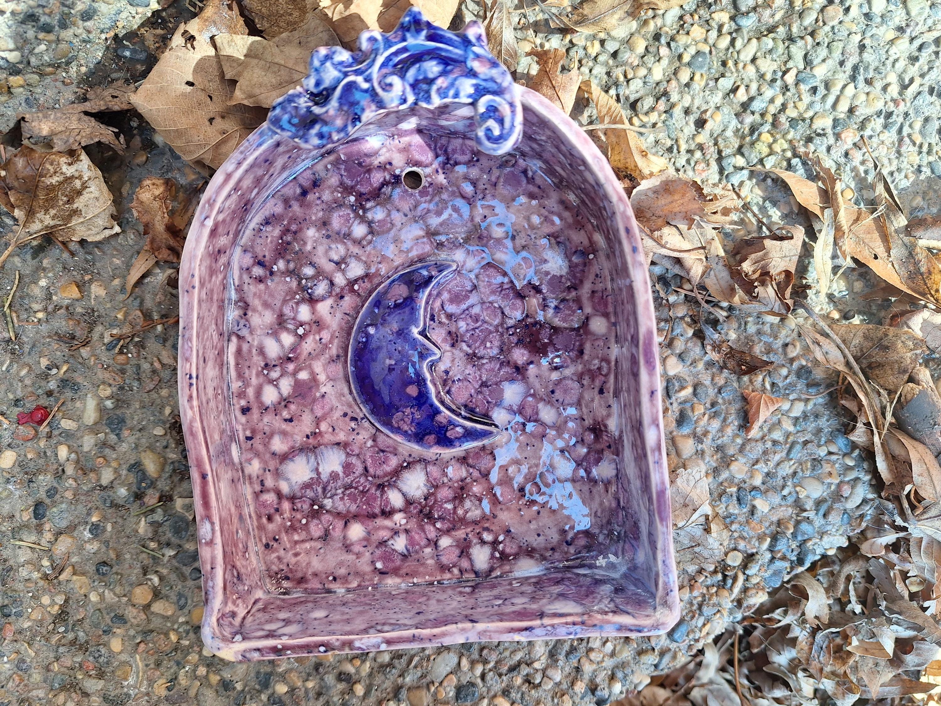 Faerie Hollow Whimsigoth Shrine! Handmade Ceramic Blue Purple Starry Night Moon Celestial Wall Hanging Decor Fairycore Pagan Wicca