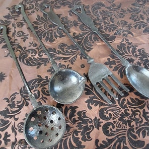 Vintage Set of Metal Kitchen Wall Hangings Spooky Witch Kitchen Spoon Fork Ladle Goth Gothic Décor Halloween Free Shipping!