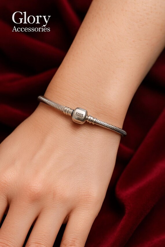 Pulsera De Plata De Ley 925 Para Mujer, Con Bonito Dije De Elefante De Animal, Delicada Pulsera Hecha A Mano, Cierre De Langosta, Cadena De Serpiente, Regalo De Joyería (plata, 6.3
