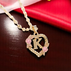 Colar com inicial de coração personalizado – Pingente de letras A-Z em ouro, joia com nome personalizado para presente feminino, acessório para festa de Natal