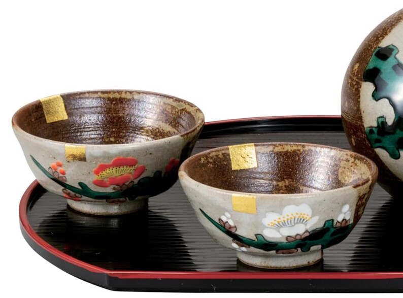 Kutani Ware Sake Set Silver - Thumbnail 3