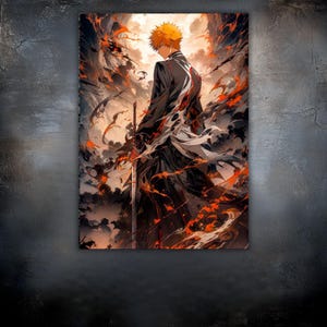 Ichigo Kurosaki Bleach UV Metal Wall Art – Custom Anime Sword Poster – Epic Shinigami Decor for Otaku & Collector Rooms – Anime Gift Idea