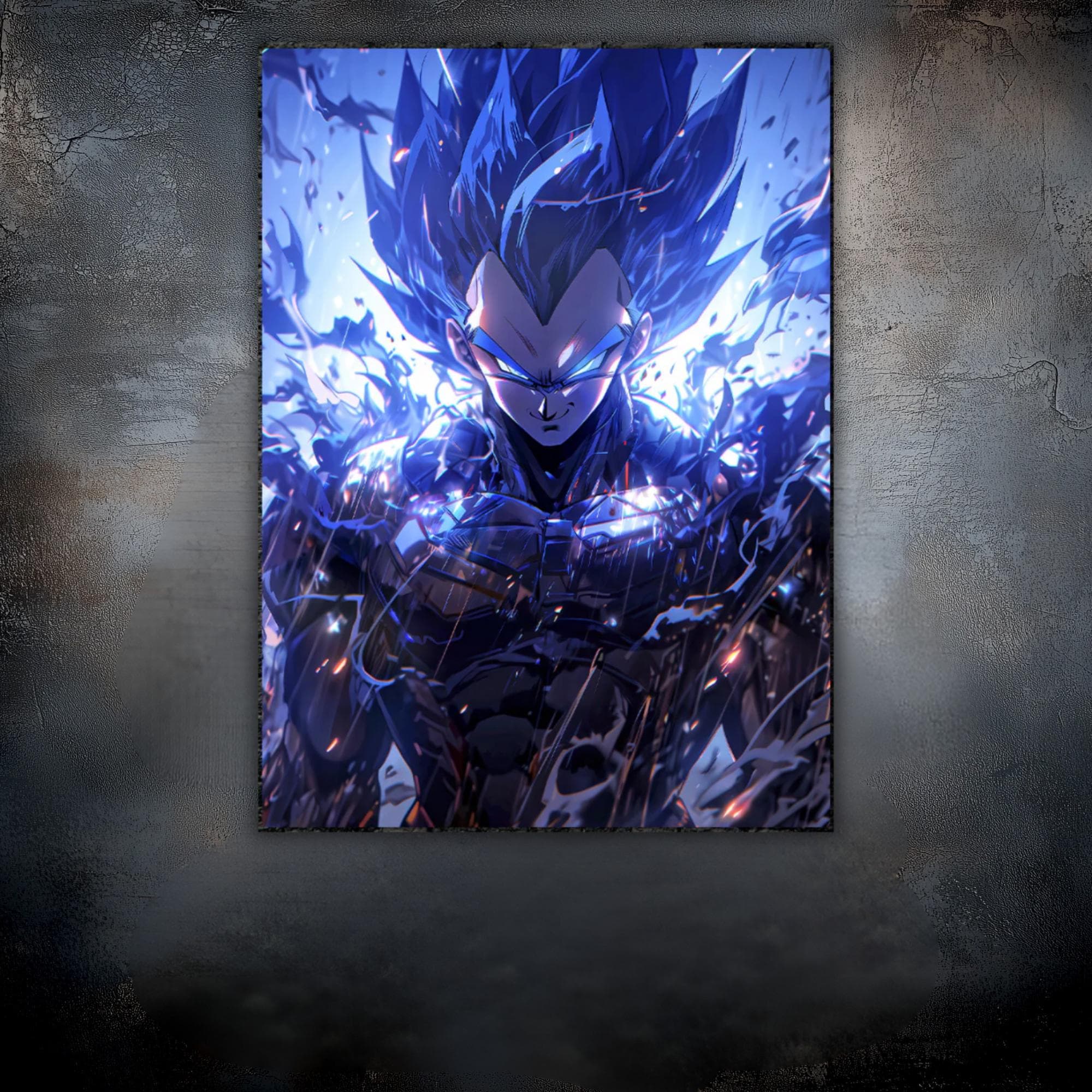 Vegeta Ultra Ego Metal Wall Art – Dragon Ball UV Print on Metal, Custom Size & Personalized Anime Decor for Saiyan and DBZ Fans – Gift Idea