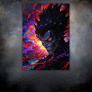 Poster en métal Death Note Ryuk, décoration murale Anime imprimée UV, art en métal Death Note Ryuk, oeuvre d'art anime japonais, cadeau pour les amateurs de dessins animés
