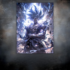 Heftige Schlacht Goku Anime Metallwandkunst - UV-gedrucktes Dragon Ball Z Poster - Benutzerdefinierte Größe & Design - Saiyan-Dekor für Otaku-Räume, Anime-Geschenk