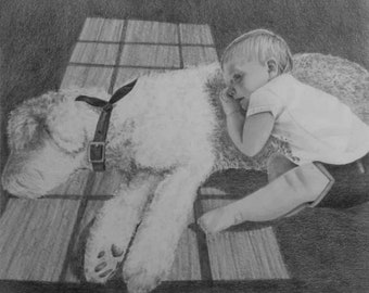 Custom Portrait From Your Photo -  Original Family Wedding Child Children Pencil Sketch Art Drawing from Picture