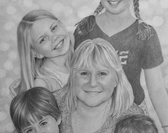 Custom Family Portrait – Realistic Hand-Drawn Pencil Drawing From Photo | Wedding & Child Art