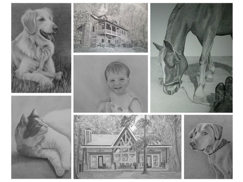 Custom Pencil Drawing From Your Photo Original Personalized Home House Sketch Art From Picture image 7