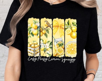 Cute Summer Shirt, Easy Peasy Lemon Squeezy T-Shirt, Cute Lemon Graphic Tee, Yellow Citrus Fruit Shirt, Summer Garden Shirt, Retro Lemonade