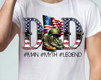 Military Dad Shirt, Patriotic Veteran Dad Gift, American Flag Army Boots Tee, USA Memorial Day Father's Day Shirt for Military Dads