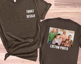 Camiseta personalizada por delante y por detrás, camiseta con foto personalizada, camiseta personalizada para parejas, camiseta de regalo a juego, camiseta de doble cara