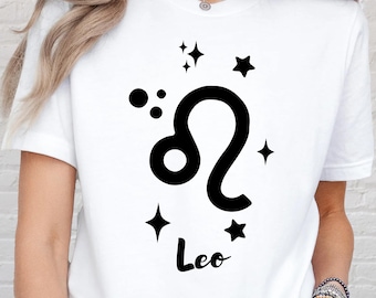 Leo Zodiac Shirt, Bold Leo Star Sign Tee, Celestial Horoscope Graphic T-Shirt, Birthday Gift for Leo Women, Astrology Lover Shirt