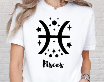Pisces Zodiac Shirt, Minimal Astrology Shirt, Dreamy Astrology Graphic Tee, Pisces Birthday Gift for Her & Him, Horoscope T-Shirt