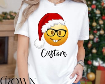 Custom Name Christmas Shirt, 51 Emoji Family Xmas Hoodie, Funny Personalized Name Holiday Tee,  Matching Sweatshirt