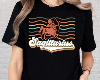 Retro Sagittarius Zodiac Shirt, 70s Aesthetic Sagittarius Tee, Astrology Graphic T-Shirt, Sagittarius Birthday Gift, Horoscope Shirt
