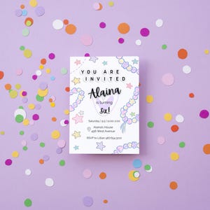 Bracelet Party Invitation | Editable Girls Party Invite | Bead Party Printable | Pastel Birthday Invitation | Instant Download