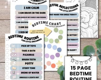 Bedtime Routine Bundle for Kids | Toddler Bedtime Checklist & Reward Chart | Calm Sleep Routine for Kids | Instant Download Printable