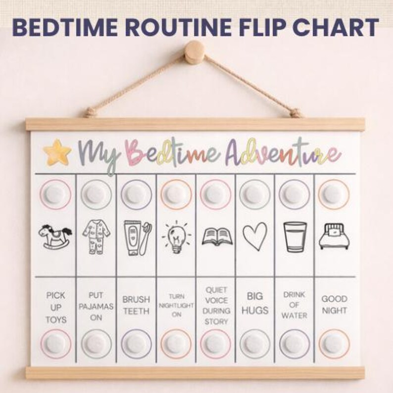 Pyjamas Routine Bedtime Routine Chart for Kids — Printable Nighttime Chart to End ...